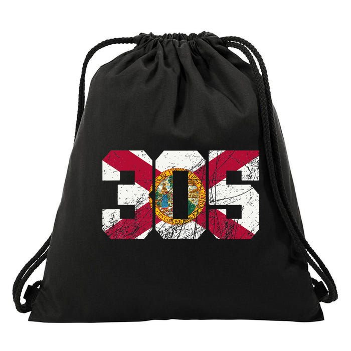 305 Area Code Flag Of Florida Miamidade County Drawstring Bag