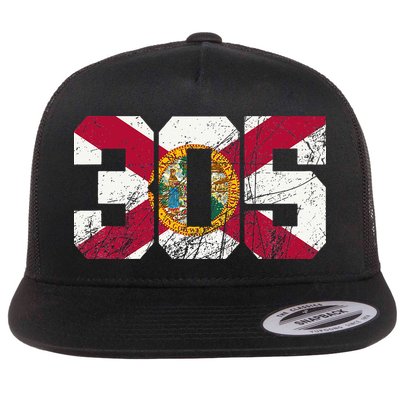 305 Area Code Flag Of Florida Miamidade County Flat Bill Trucker Hat