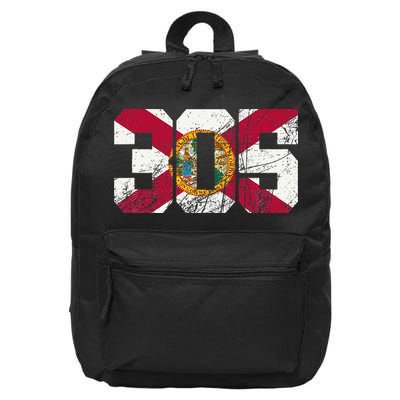 305 Area Code Flag Of Florida Miamidade County 16 in Basic Backpack