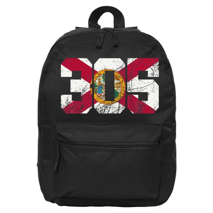 305 Area Code Flag Of Florida Miamidade County 16 in Basic Backpack