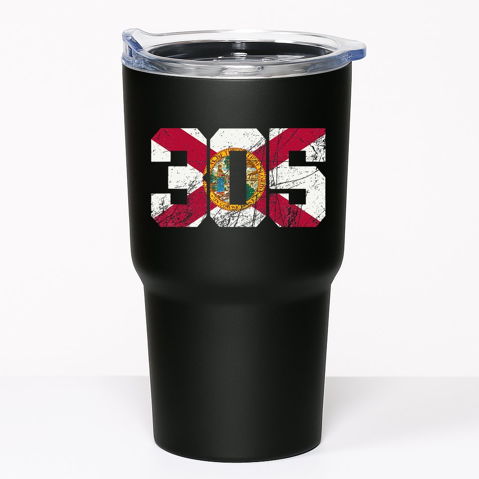 305 Area Code Flag Of Florida Miamidade County Tumbler