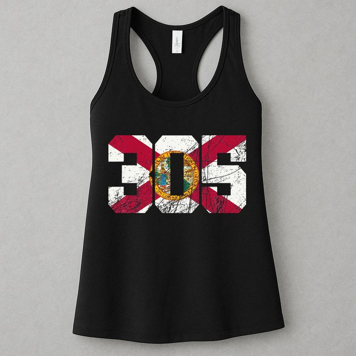 305 Area Code Flag Of Florida Miamidade County Womens Tank Top