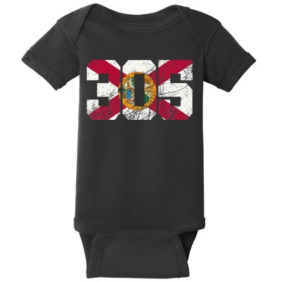 305 Area Code Flag Of Florida Miamidade County Baby Bodysuit