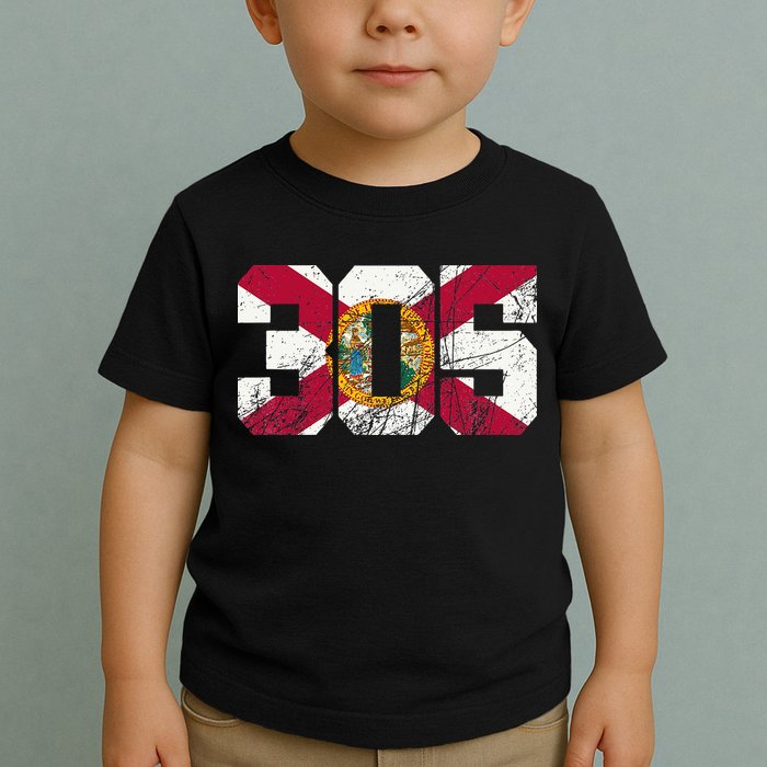 305 Area Code Flag Of Florida Miamidade County Toddler T-Shirt