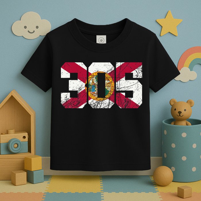 305 Area Code Flag Of Florida Miamidade County Toddler T-Shirt