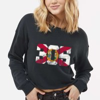 305 Area Code Flag Of Florida Miamidade County Cropped Pullover Crew