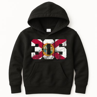 305 Area Code Flag Of Florida Miamidade County Kids Hoodie