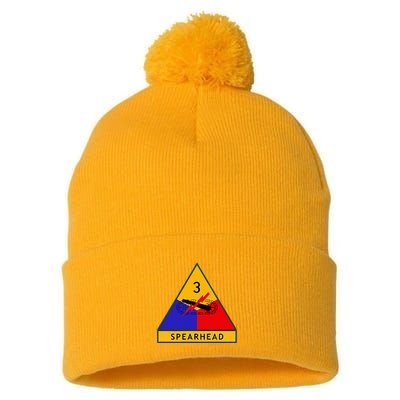 3rd Armored Division Army Wwii Spearhead Pom Pom 12in Knit Beanie