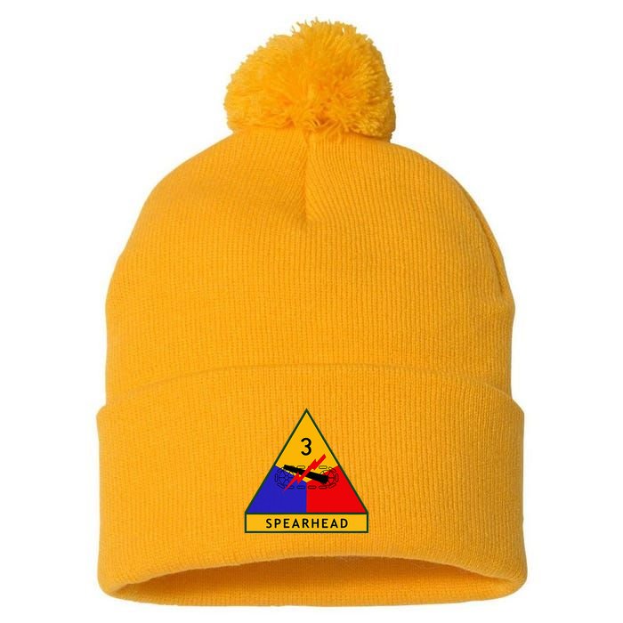 3rd Armored Division Army Wwii Spearhead Pom Pom 12in Knit Beanie