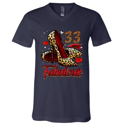 33 And Fabulous High Heels Stepping Into My 33rd Birthday V-Neck T-Shirt