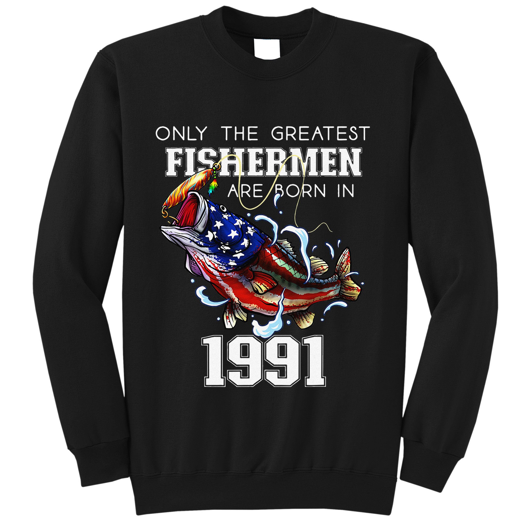 32nd Birthday 1991 Fishermen Bass Fishing 32 Years Old Sweatshirt