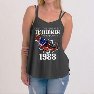 35th Birthday 1988 Fisherman Bass Fishing 35 Year Old Women's Strappy Tank