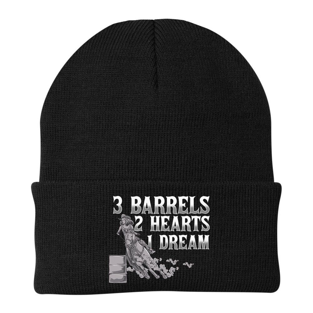 3 Barrels 2 Hearts 1 Dream Horse Barrel Racing Beanie