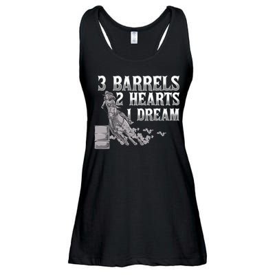 3 Barrels 2 Hearts 1 Dream Horse Barrel Racing Ladies Essential Flowy Tank