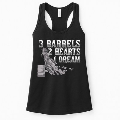 3 Barrels 2 Hearts 1 Dream Horse Barrel Racing Womens Tank Top