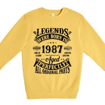 37th Birthday 37 Years Old Vintage Legends Born In 1987 Premium Crewneck Sweatshirt