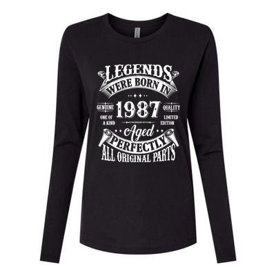 37th Birthday 37 Years Old Vintage Legends Born In 1987 Womens Cotton Relaxed Long Sleeve T-Shirt