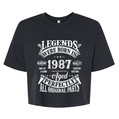 37th Birthday 37 Years Old Vintage Legends Born In 1987 Bella+Canvas Jersey Crop Tee