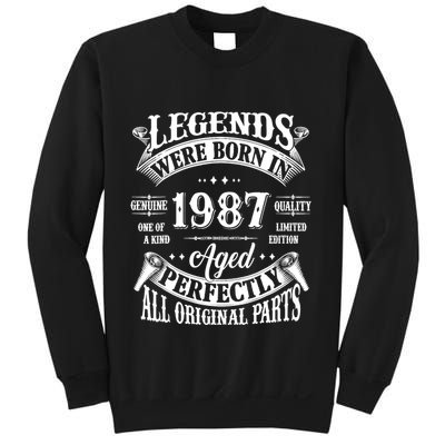 37th Birthday 37 Years Old Vintage Legends Born In 1987 Sweatshirt