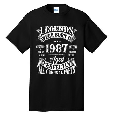 37th Birthday 37 Years Old Vintage Legends Born In 1987 Tall T-Shirt