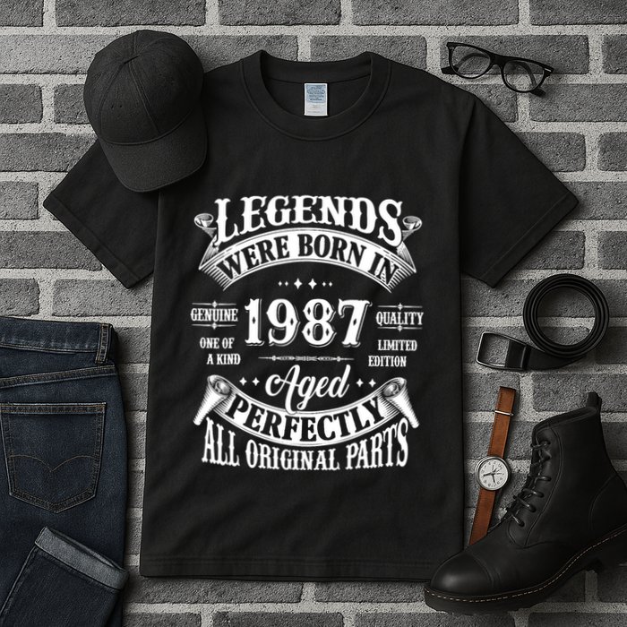 37th Birthday 37 Years Old Vintage Legends Born In 1987 Tall T-Shirt