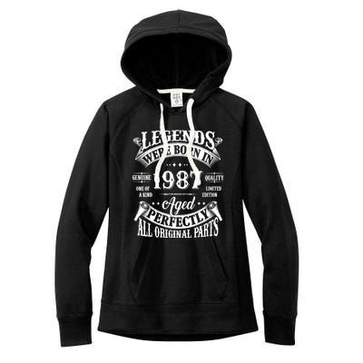 37th Birthday 37 Years Old Vintage Legends Born In 1987 Women's Fleece Hoodie