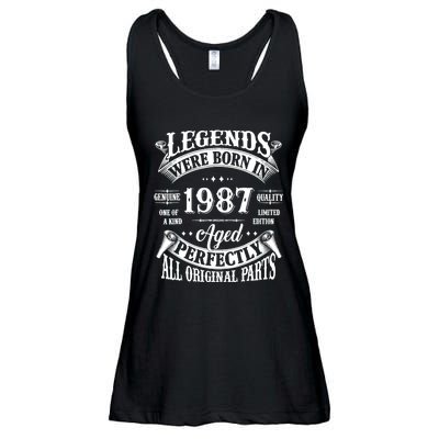 37th Birthday 37 Years Old Vintage Legends Born In 1987 Ladies Essential Flowy Tank