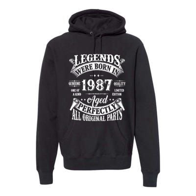 37th Birthday 37 Years Old Vintage Legends Born In 1987 Premium Hoodie