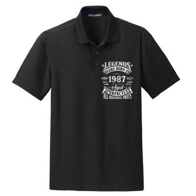 37th Birthday 37 Years Old Vintage Legends Born In 1987 Dry Zone Grid Polo