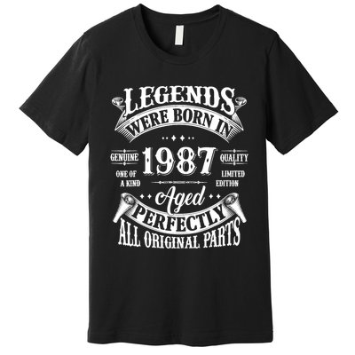 37th Birthday 37 Years Old Vintage Legends Born In 1987 Premium T-Shirt