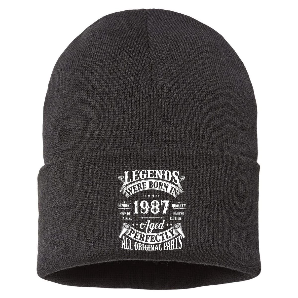 37th Birthday 37 Years Old Vintage Legends Born In 1987 Sustainable Knit Beanie