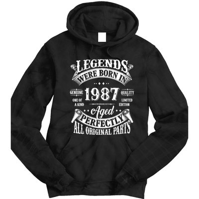 37th Birthday 37 Years Old Vintage Legends Born In 1987 Tie Dye Hoodie