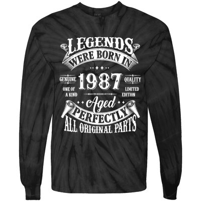 37th Birthday 37 Years Old Vintage Legends Born In 1987 Tie-Dye Long Sleeve Shirt