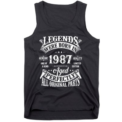 37th Birthday 37 Years Old Vintage Legends Born In 1987 Tank Top