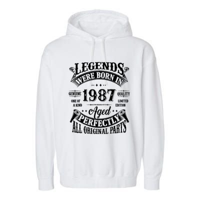 37th Birthday 37 Years Old Vintage Legends Born In 1987 Garment-Dyed Fleece Hoodie