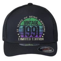 32nd Birthday 32 Year Old Gifts Vintage 1991 Limited Edition Flexfit Unipanel Trucker Cap