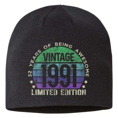 32nd Birthday 32 Year Old Gifts Vintage 1991 Limited Edition Sustainable Beanie