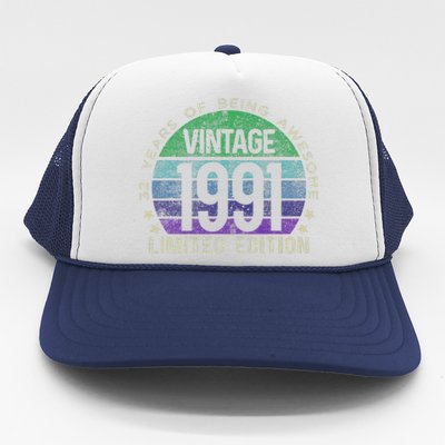 32nd Birthday 32 Year Old Gifts Vintage 1991 Limited Edition Trucker Hat