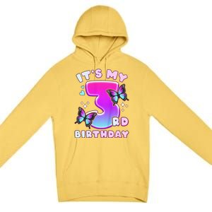 3rd Birthday, 3 Years, Butterflies And Number 3 Premium Pullover Hoodie