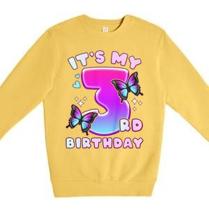 3rd Birthday, 3 Years, Butterflies And Number 3 Premium Crewneck Sweatshirt