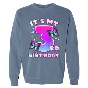 3rd Birthday, 3 Years, Butterflies And Number 3 Garment-Dyed Sweatshirt