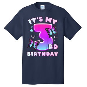 3rd Birthday, 3 Years, Butterflies And Number 3 Tall T-Shirt