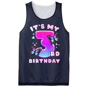 3rd Birthday, 3 Years, Butterflies And Number 3 Mesh Reversible Basketball Jersey Tank