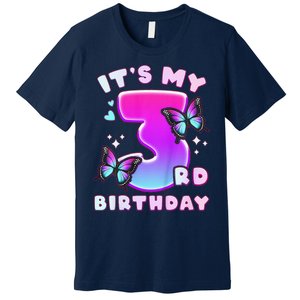 3rd Birthday, 3 Years, Butterflies And Number 3 Premium T-Shirt