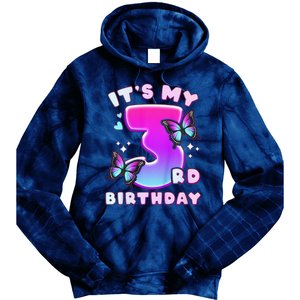 3rd Birthday, 3 Years, Butterflies And Number 3 Tie Dye Hoodie