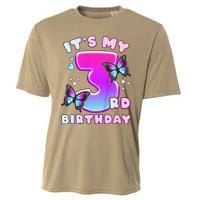 3rd Birthday, 3 Years, Butterflies And Number 3 Cooling Performance Crew T-Shirt