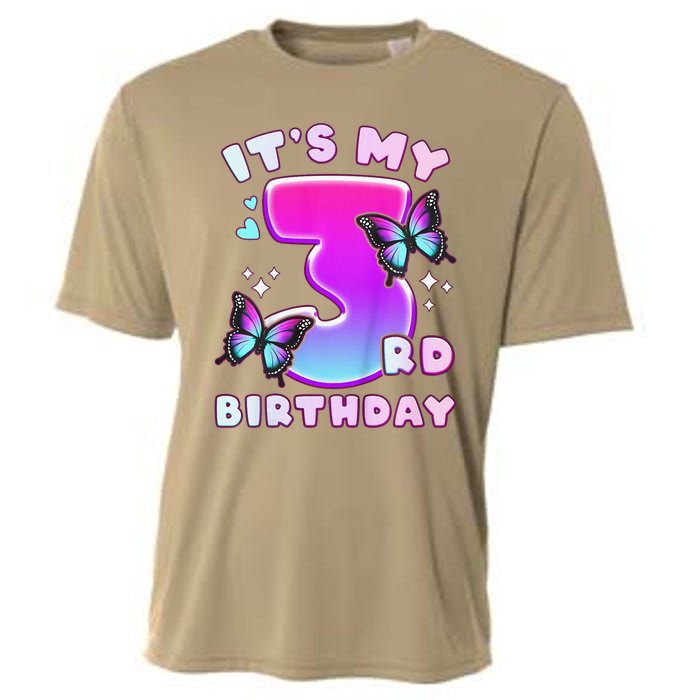 3rd Birthday, 3 Years, Butterflies And Number 3 Cooling Performance Crew T-Shirt