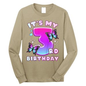 3rd Birthday, 3 Years, Butterflies And Number 3 Long Sleeve Shirt