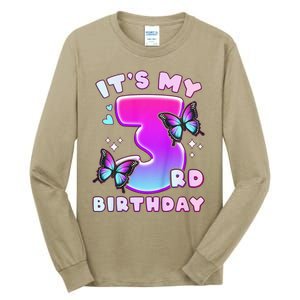 3rd Birthday, 3 Years, Butterflies And Number 3 Tall Long Sleeve T-Shirt