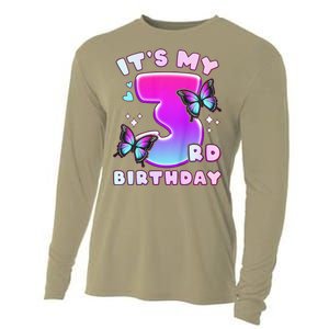 3rd Birthday, 3 Years, Butterflies And Number 3 Cooling Performance Long Sleeve Crew